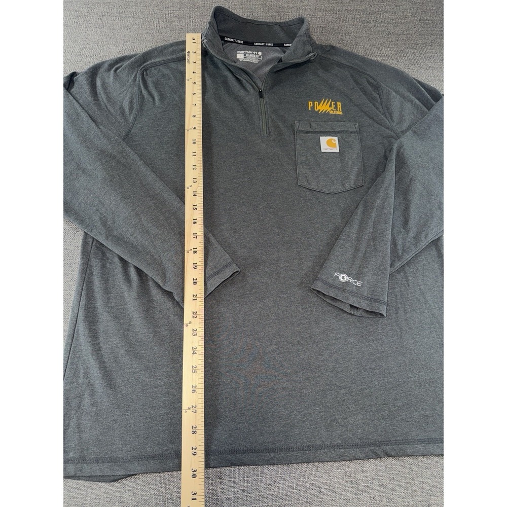 Carhartt Force Men's Large 1/4 Zip Pullover Shirt Gray Relaxed Fit Pocket Logo - Picture 8 of 9
